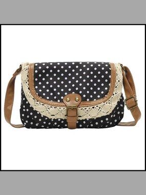 Polka Dot Lace Crossbody Purse Adjustable Strap Shoulder Bag
